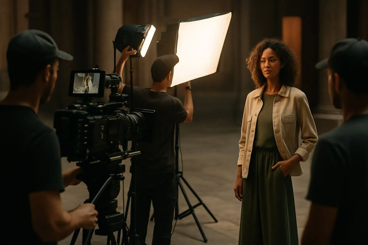 Filmagem de moda sustentável em espaços culturais para videomaker